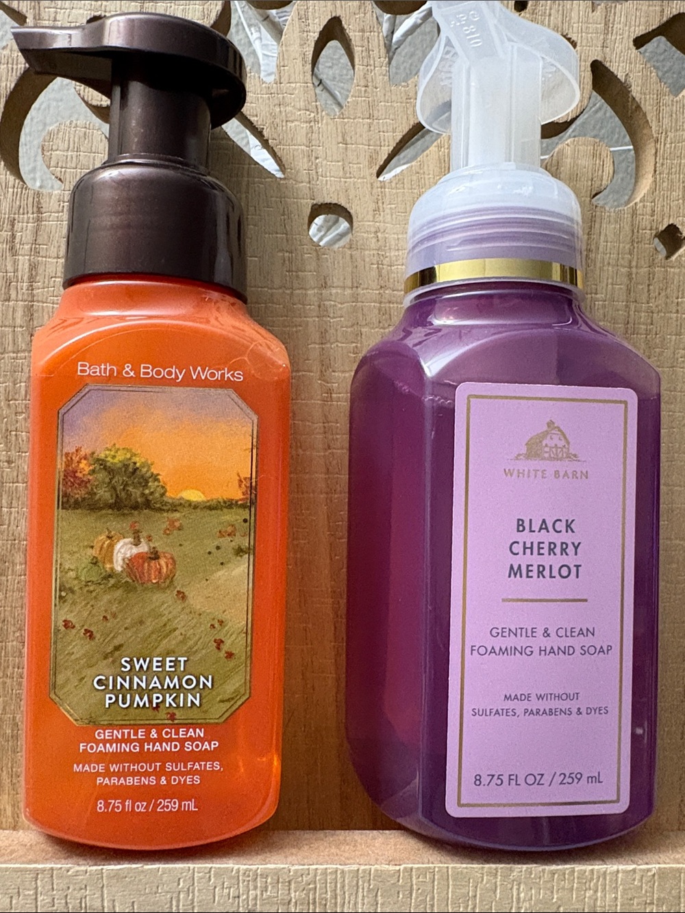 Bath & Body Works Sweet Cinnamon Pumpkin / Black Cherry Merlot foaming hand soap